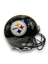 Cargar imagen en el visor de la galería, Casco Proline / Steelers Throwback Negro / Steel Curtain (Lambert, Greene, Greenwood, Holmes
