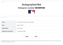 Load image into Gallery viewer, Bat Baseball / Yankees / Derek Jeter
