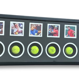 Set de Bolas Enmarcado / Tenis / Federer, Nadal, Djokovic, Sampras, Agassi y Alcaraz